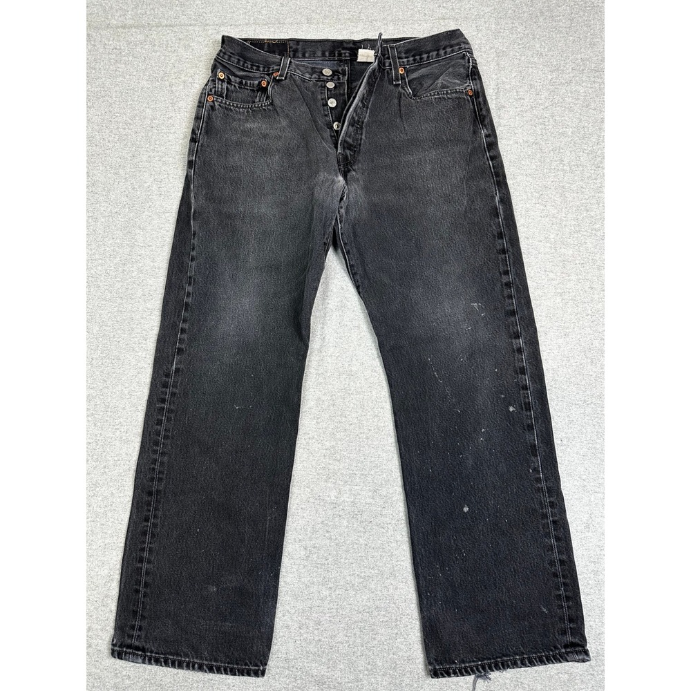 Vintage Levis 501 Jeans Men 34x30 (32x28) Black Faded Y2K 90s Button Fly Denim